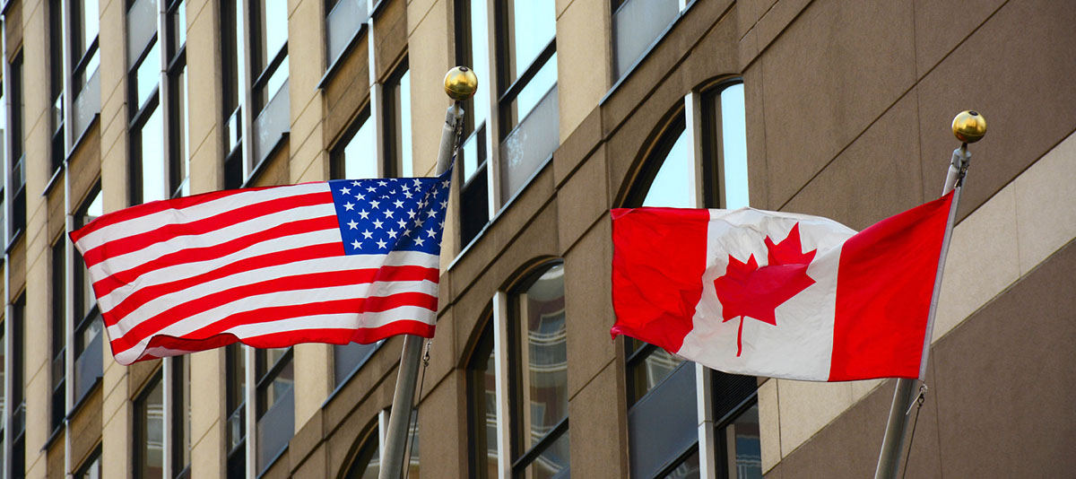 U.S. and Canadian Flag.