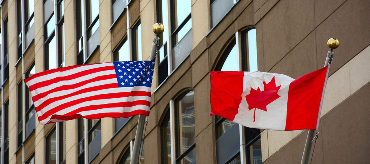 U.S. and Canadian Flag.